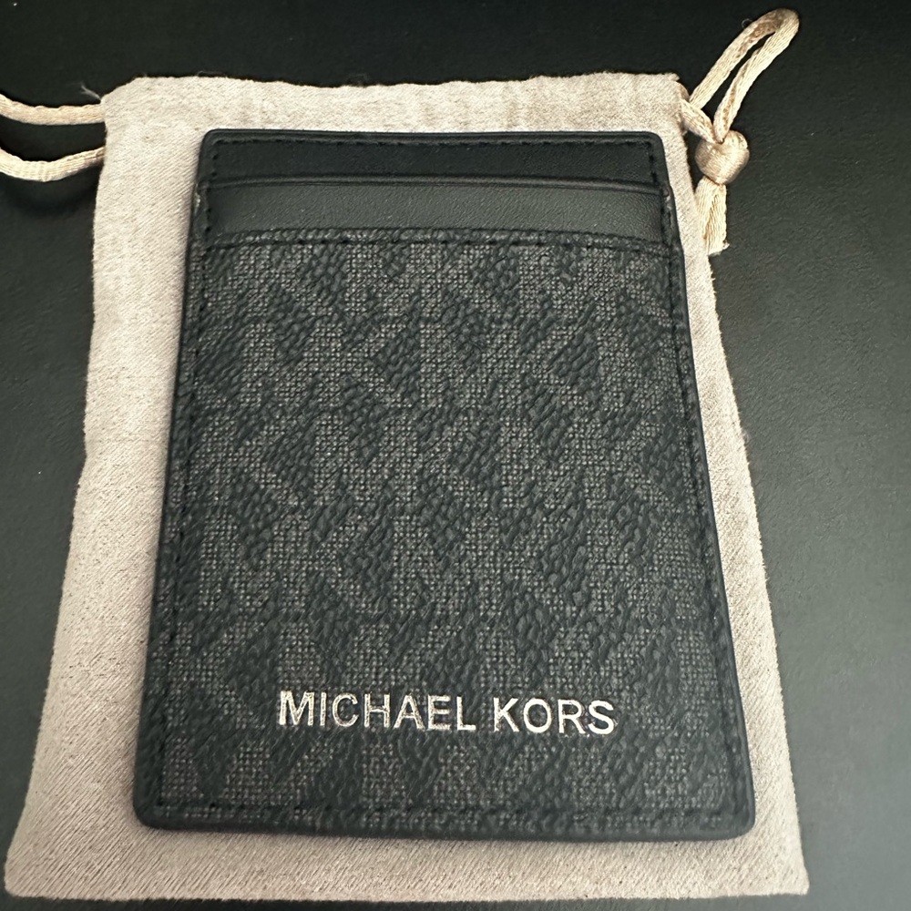 Michael Kors Black Leather Logo Card
